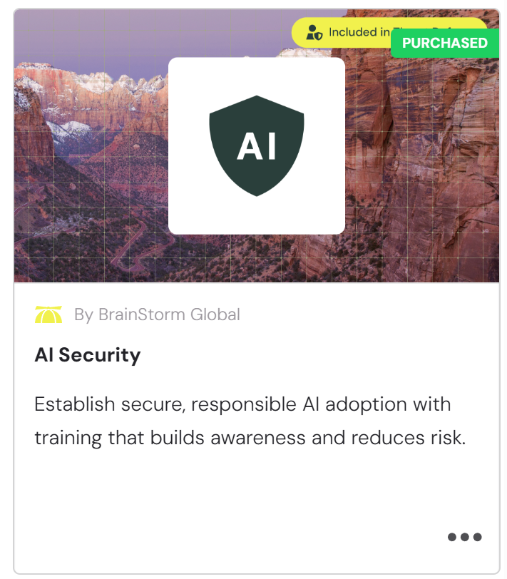 AI Security content pack card in the BrainStorm marketplace