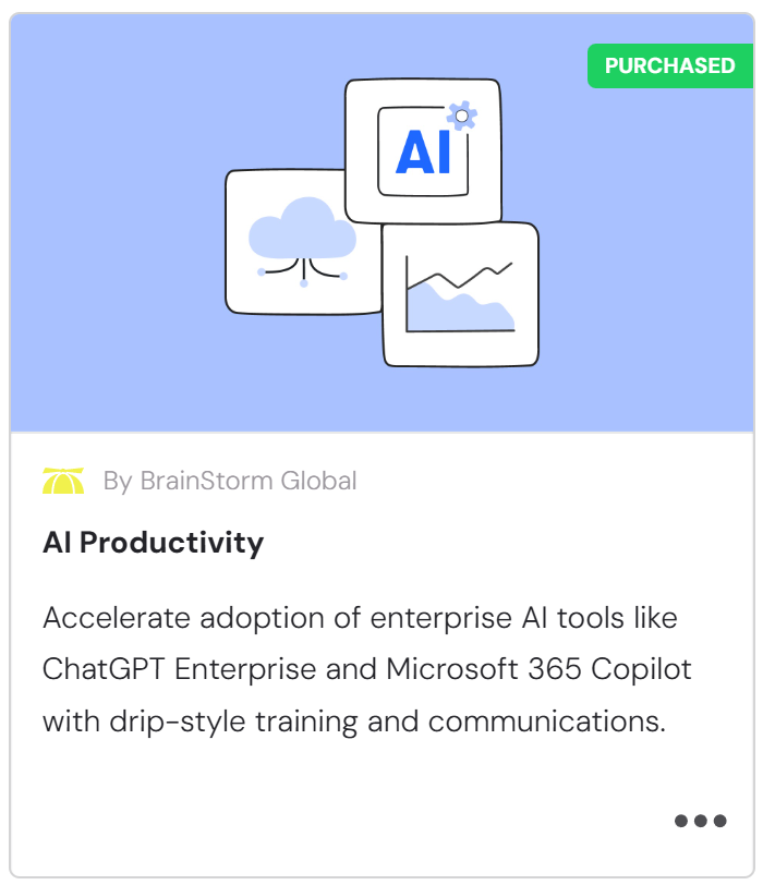AI Productivity content pack card in the BrainStorm marketplace
