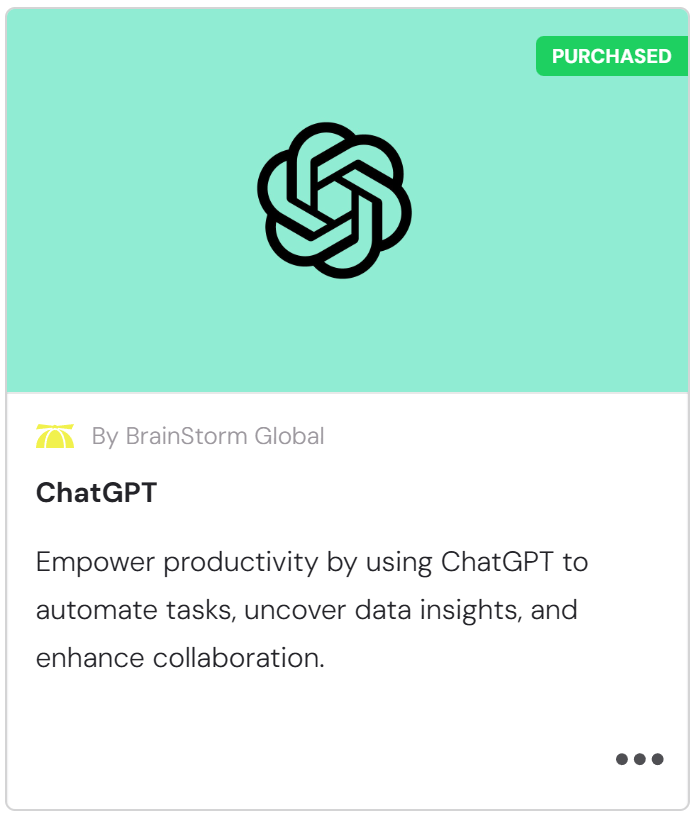 ChatGPT content pack card in the BrainStorm marketplace